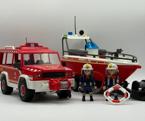 Playmobil Feuerwehr Geländewagen mit Rettungsboot - 1