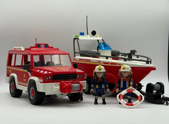 Playmobil Feuerwehr Geländewagen mit Rettungsboot - 1