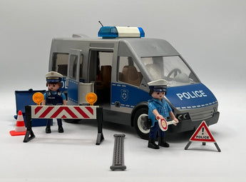 Playmobil Polizeibus mit Licht und Sound und Straßensperre - 1