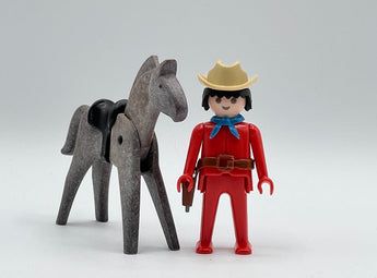 Playmobil Vintage Cowboy (Rot) mit Pferd - 1