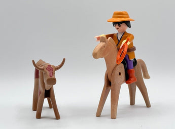 Playmobil Cowboy mit einem Bullen - 1